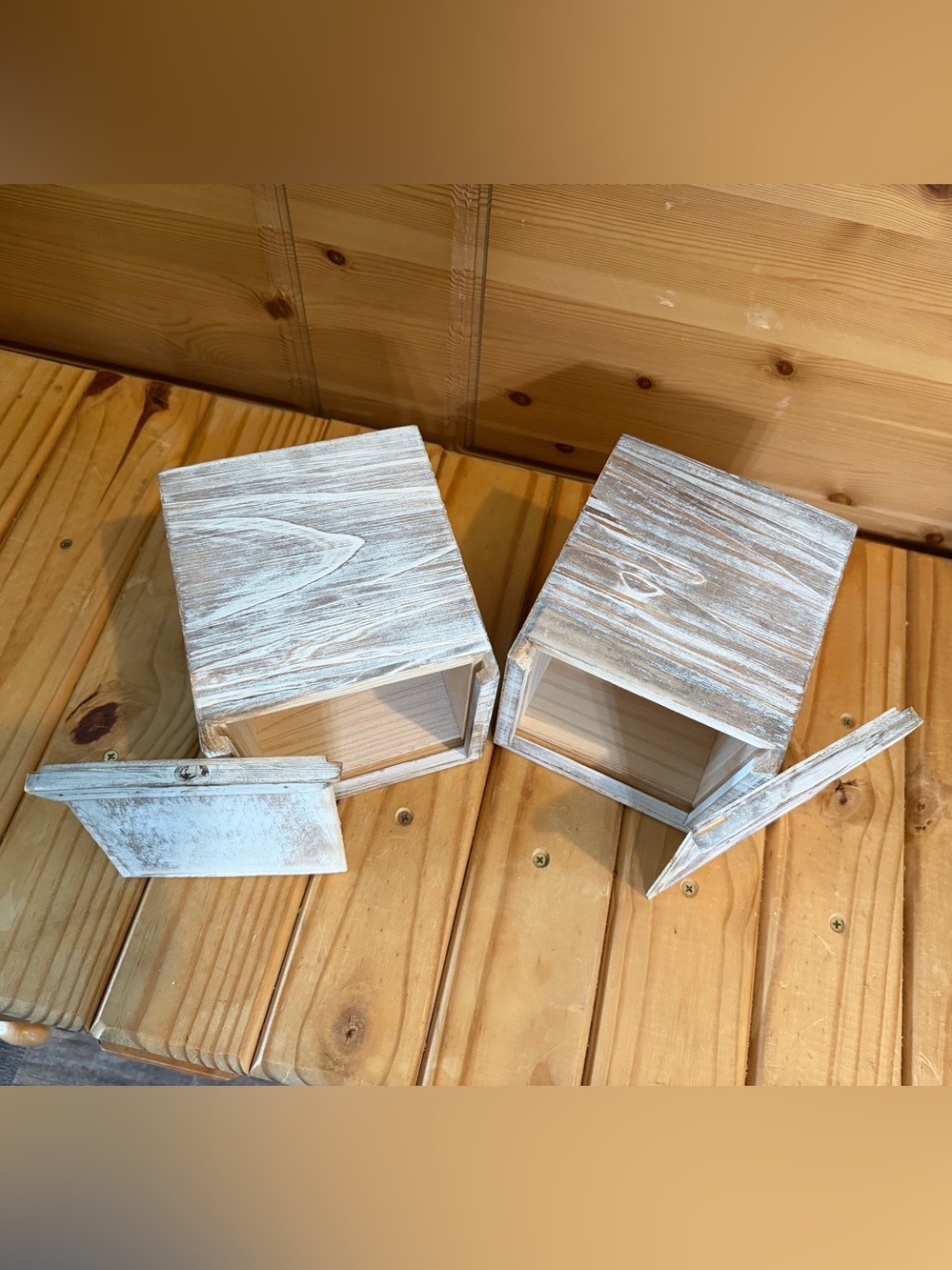 Rustic Whitewashed Wood Cube Tissue Box Cover - Neutral Accent - Picture 6 of 8